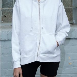Brandy Melville white zip up hoodie